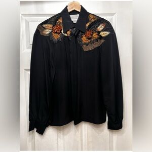 Embroidered vintage Orlando Rossi Black Blouse